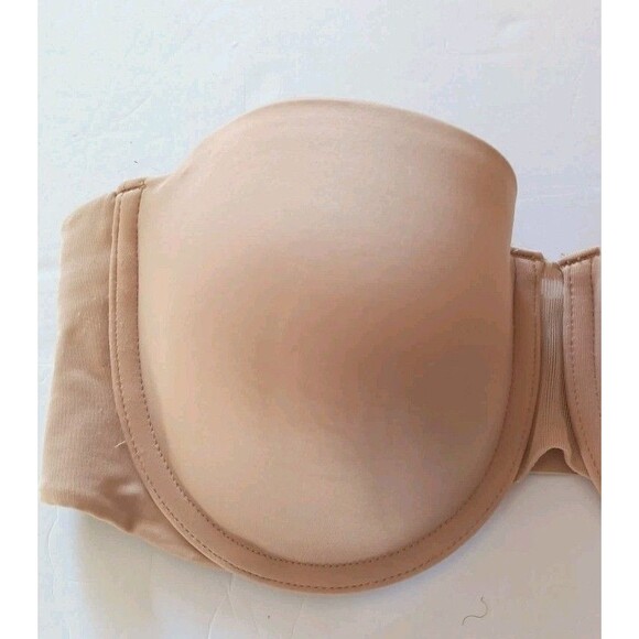 Spanx Bra Cha Cha Strapless Bra Size 32C Beige Grip Strips Satin NO STRAPS - Picture 3 of 7